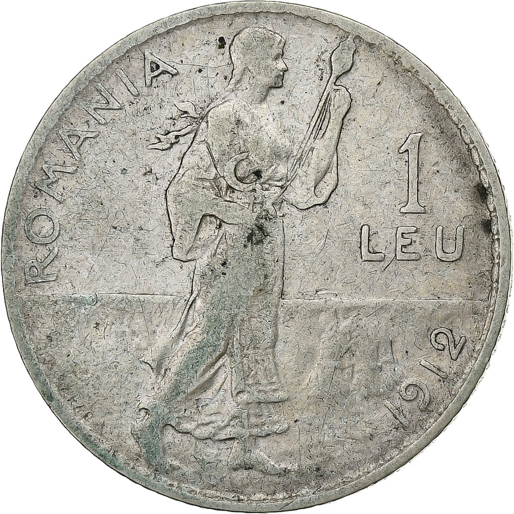 Rumanía, Carol I, 1 Leu, 1912, Brussels, Plata, BC+, KM:42