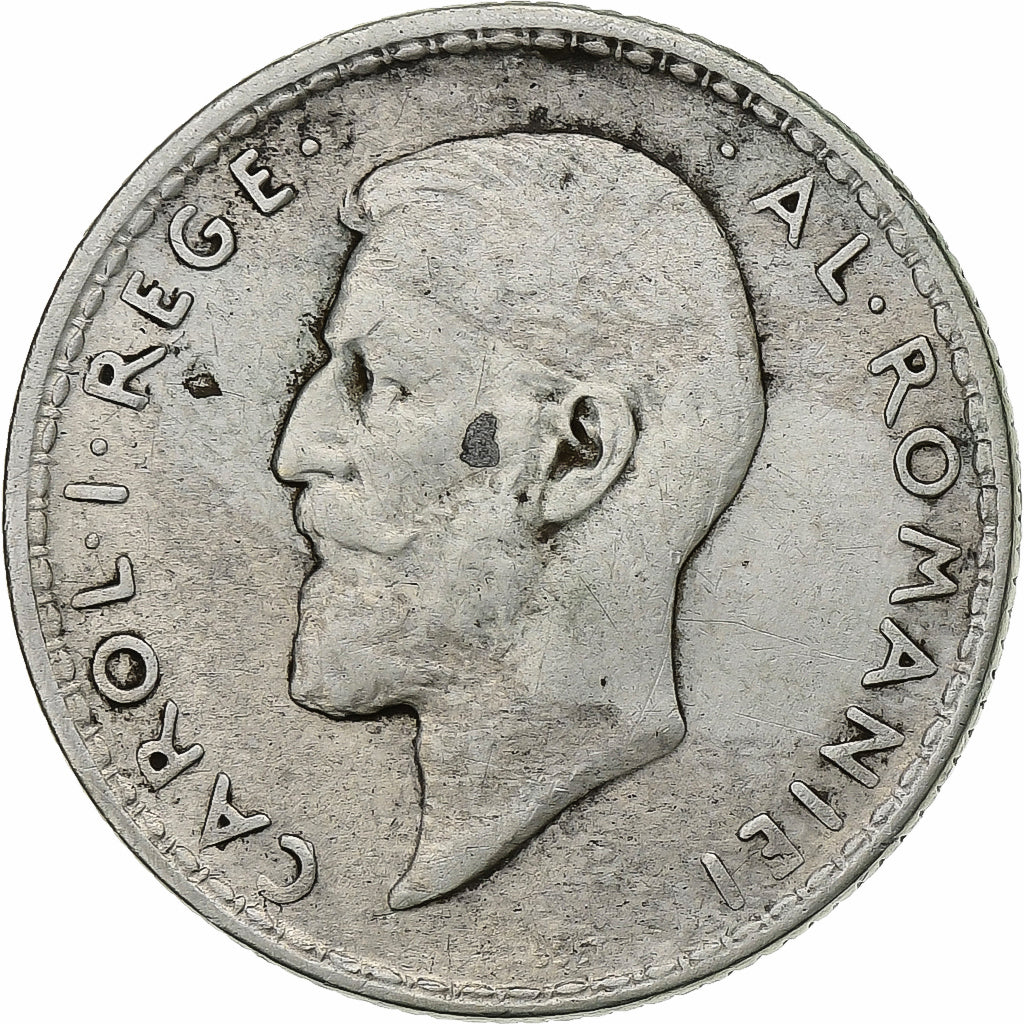 Rumunia, Carol I, 1 Leu, 1914, Hamburg, Srebro, VF(30-35), KM:42