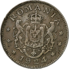 Romania, Ferdinand I, 1 Leu, 1924, Brussels, Copper-nickel, VF(30-35), KM:46