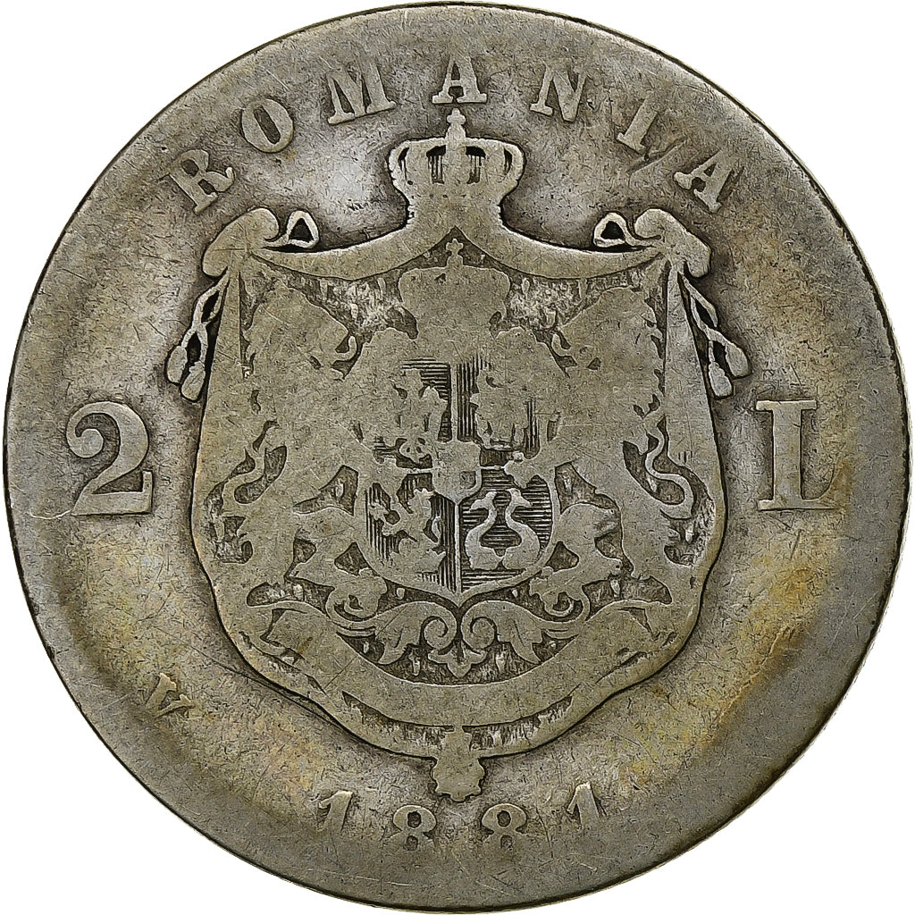 Romania, Carol I, 2 Lei, 1881, Vienna, Silver, F(12-15), KM:15