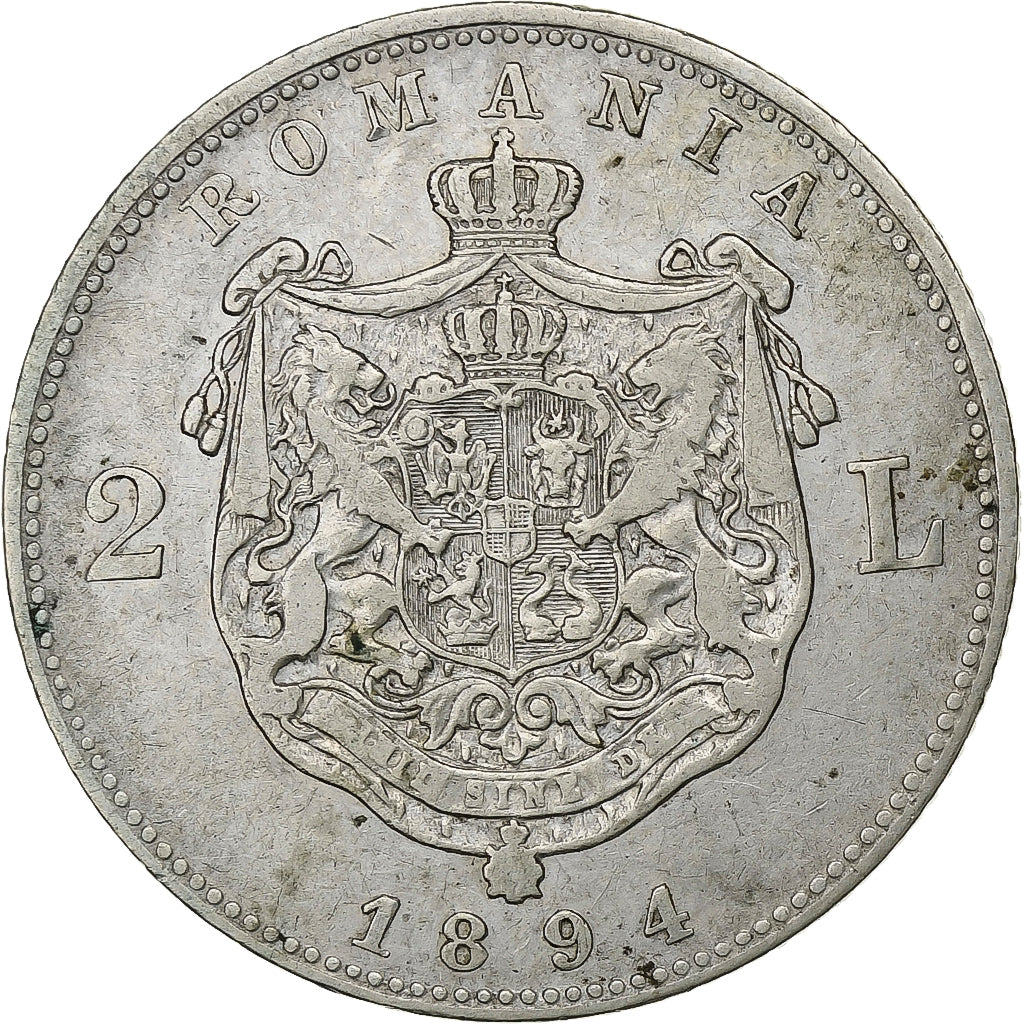 Romania, Carol I, 2 Lei, 1894, Brussels, Silver, EF(40-45), KM:25