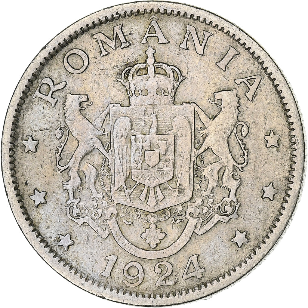 Roemenië, Ferdinand I, 2 Lei, 1924, Brussels, Cupro-nikkel, FR+, KM:47