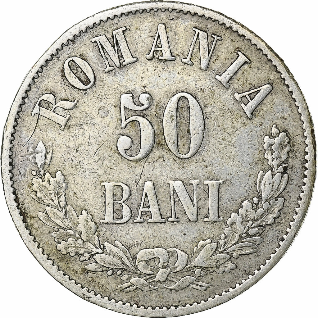 Romania, Carol I, 50 Bani, 1873, Brussels, Silver, VF(30-35), KM:9