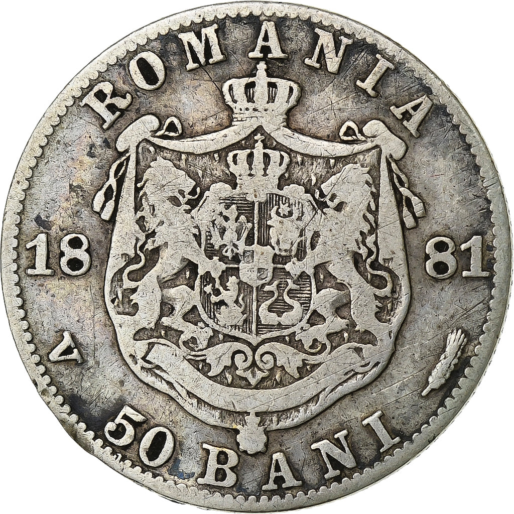 Romania, Carol I, 50 Bani, 1881, Vienna, Silver, VF(20-25), KM:13