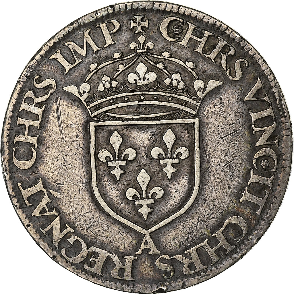 Frankrijk, Henri II, Teston au moulin, Paris, Zilver, FR+, Gadoury:376