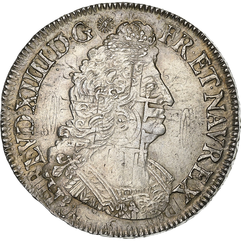 France, Louis XIV, 1/2 Ecu aux palmes, 1694, Paris, Reformed, Silver, AU(55-58)