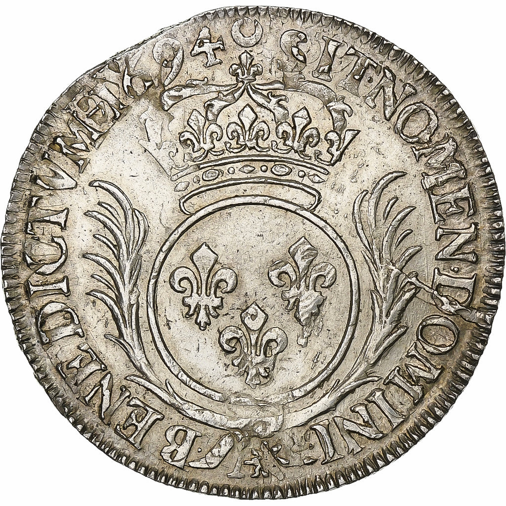 France, Louis XIV, 1/2 Ecu aux palmes, 1694, Paris, Reformed, Silver, AU(55-58)
