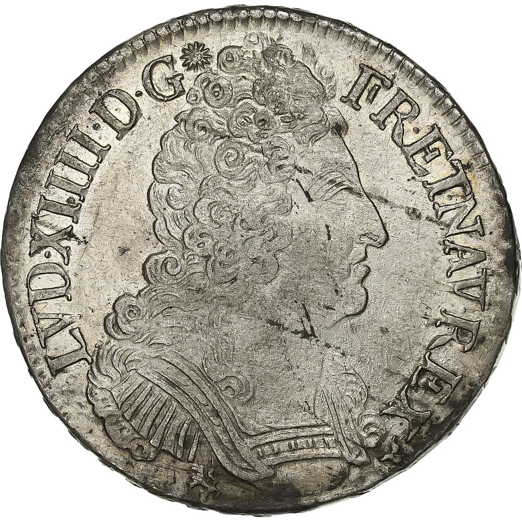France, Louis XIV, Ecu aux 3 couronnes, 1709, Rennes, Silver, AU(50-53)
