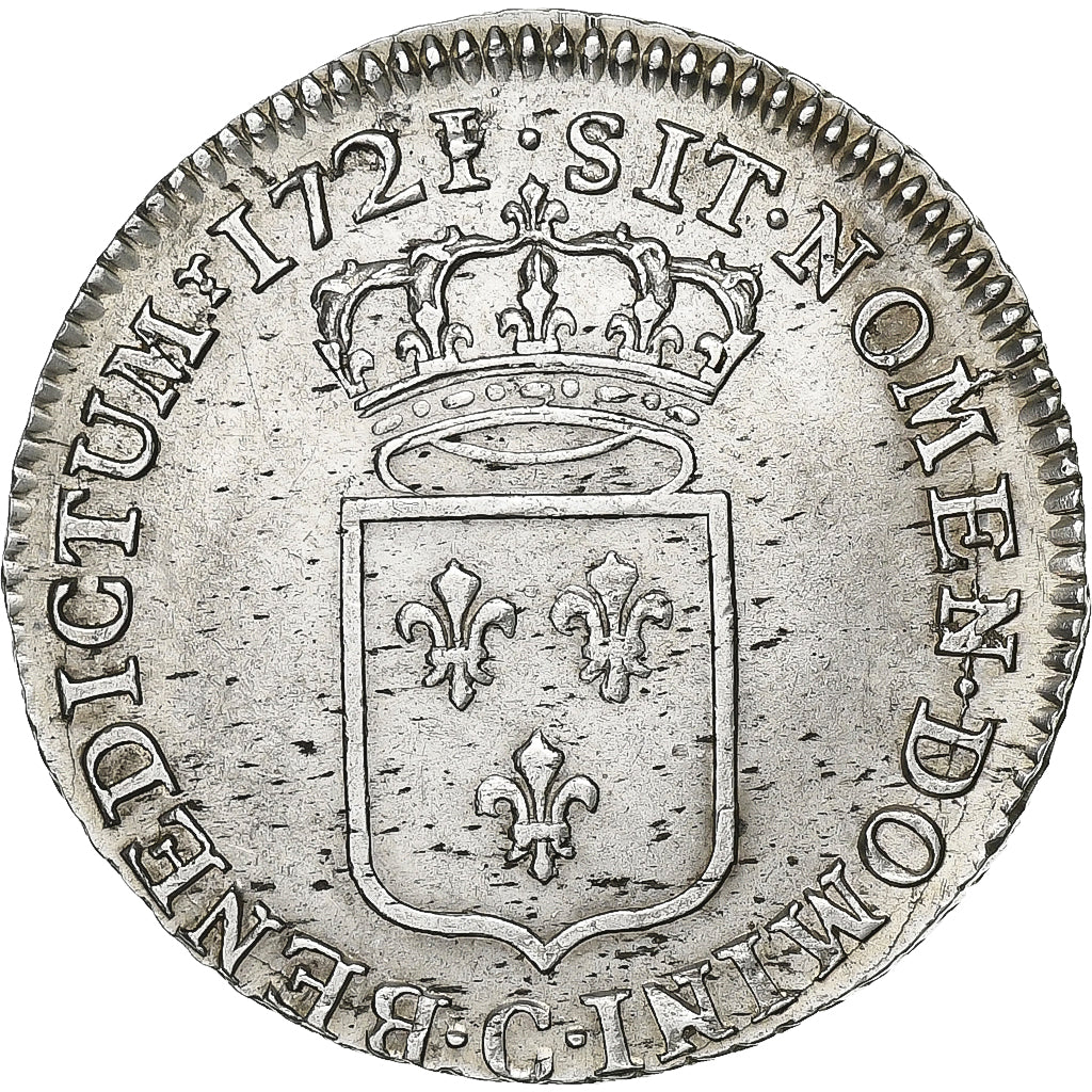 França, Louis XV, 1/3 écu de France, 1721, Caen, Flan neuf, Prata, MS(60-62)