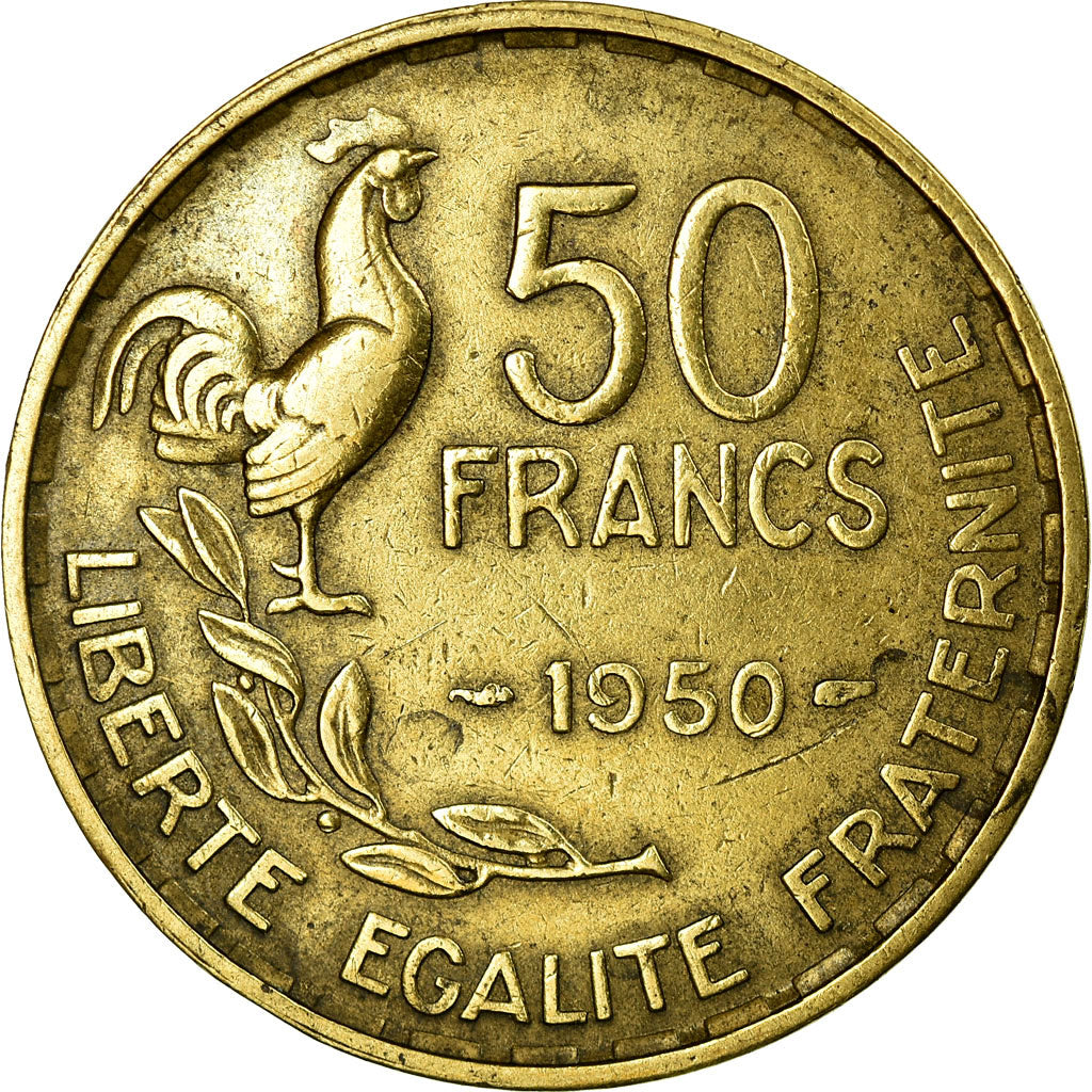Moneta, Francia, Guiraud, 50 Francs, 1950, MB+, Alluminio-bronzo, KM:918.1