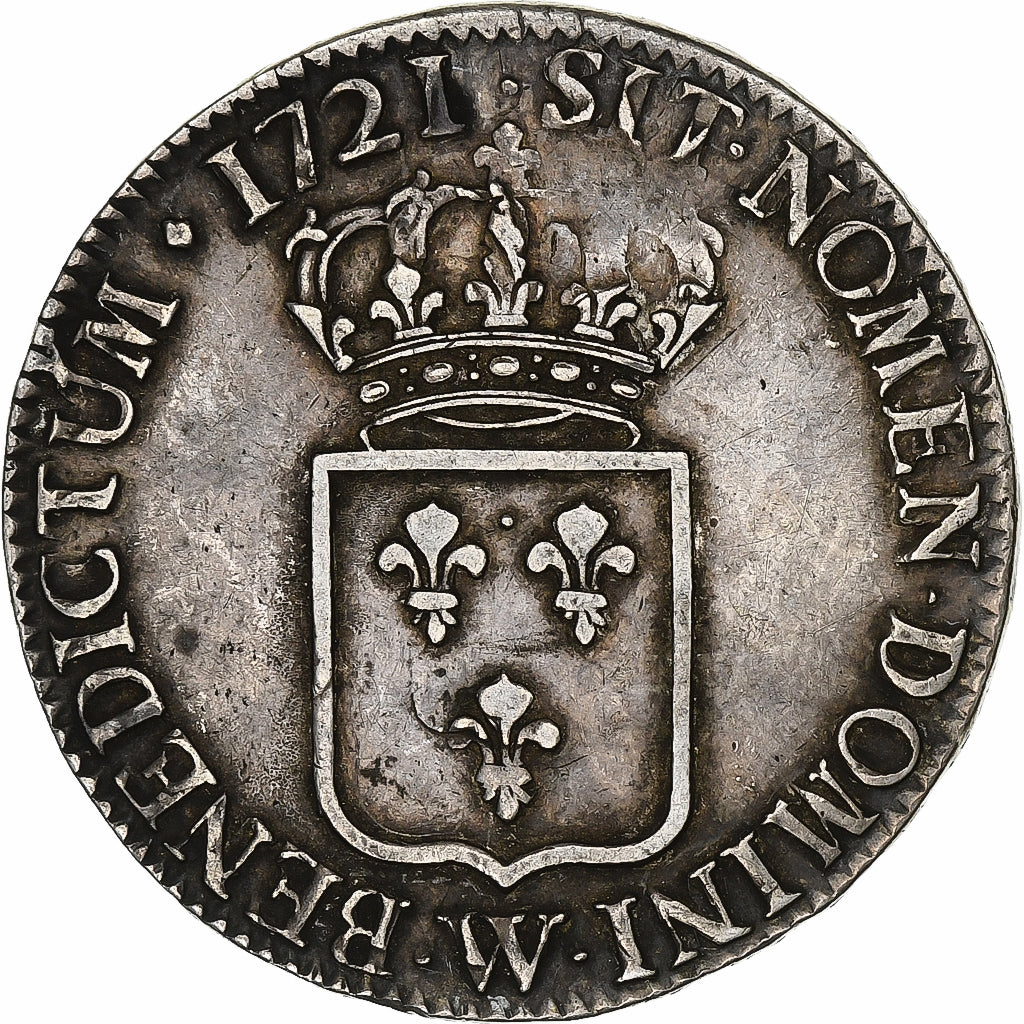 França, Louis XV, Écu de France, 1721, Lille, reformed, Prata, EF(40-45)