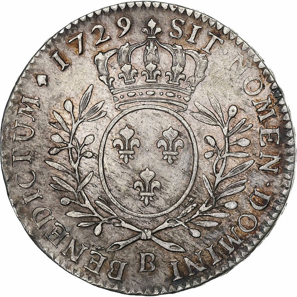 France, Louis XV, 1/2 Ecu aux branches d'olivier, 1729, Rouen, Argent, TTB+