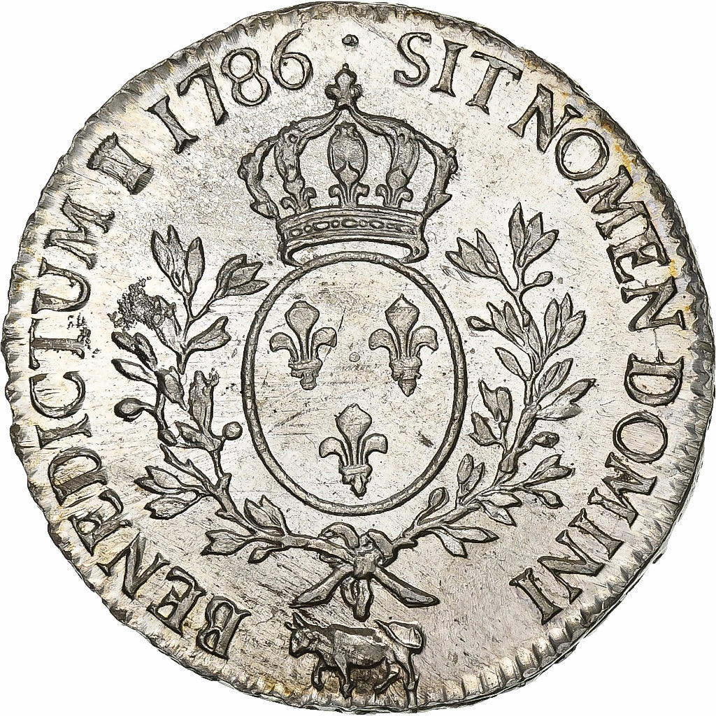 France, Louis XVI, Écu de Béarn aux branches d'olivier, 1786, Pau, Silver