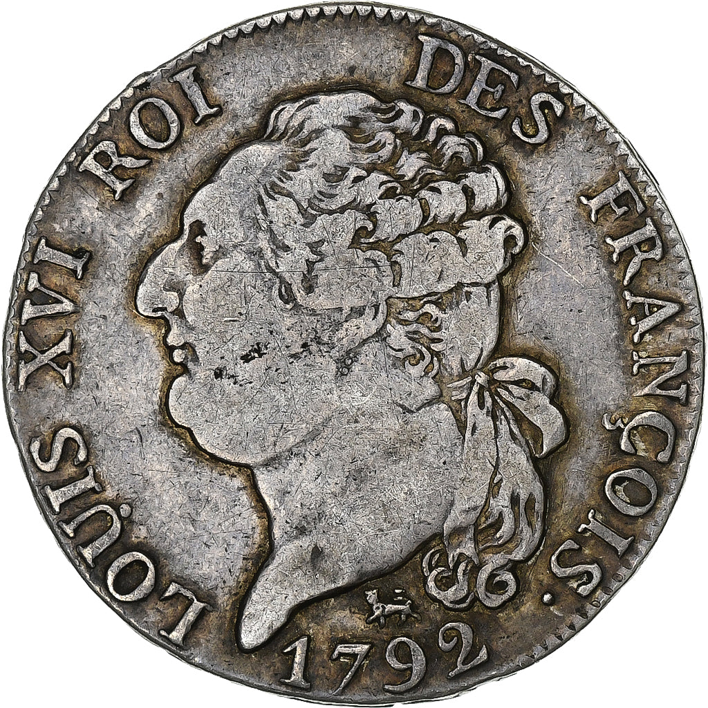 France, Louis XVI, 1/2 Ecu de 3 Livres, 1792 / AN 4, Paris, Argent, TB+
