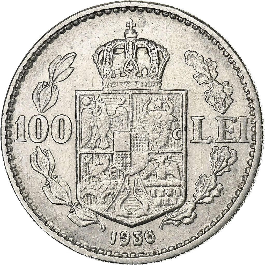 Rumunia, Carol II, 100 Lei, 1936, Bucarest, Nikiel, AU(55-58), KM:54