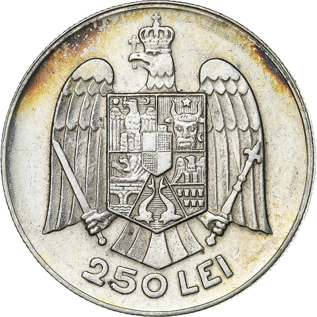 Rumanía, Carol II, 250 Lei, 1935, Bucarest, Plata, MBC+, KM:53
