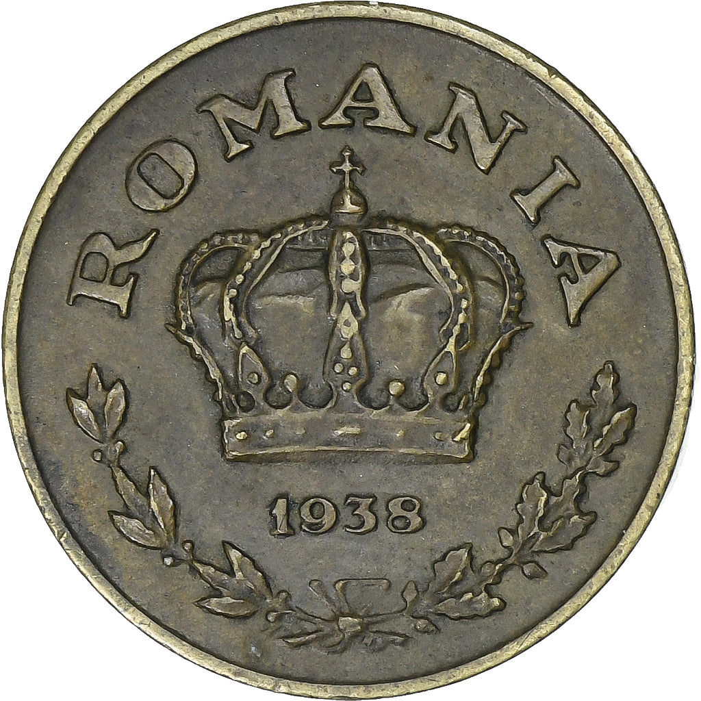 Rumunia, Carol II, 1 Leu, 1938, Bucarest, Nickel brass, EF(40-45), KM:56