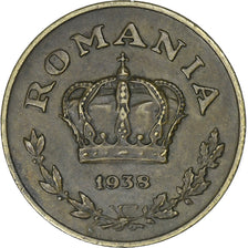 Romania, Carol II, 1 Leu, 1938, Bucarest, Nickel brass, EF(40-45), KM:56