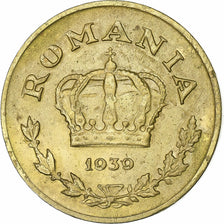 Romania, Carol II, 1 Leu, 1939, Bucarest, Nickel brass, EF(40-45), KM:56