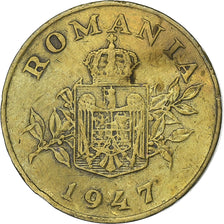 Romania, Mihai I, 1 Leu, 1947, Bucarest, Brass, VF(30-35), KM:73