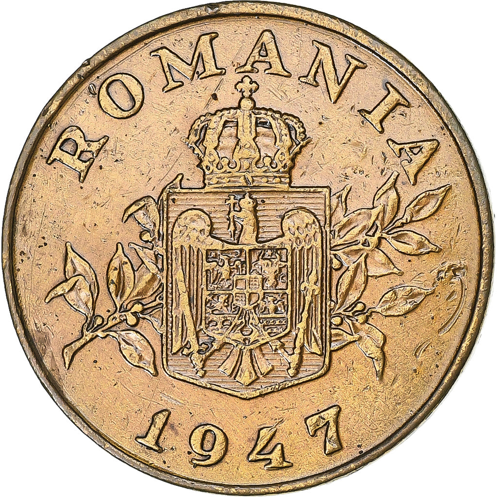 Romania, Mihai I, 2 Lei, 1947, Kremnica, Bronze, EF(40-45), KM:74