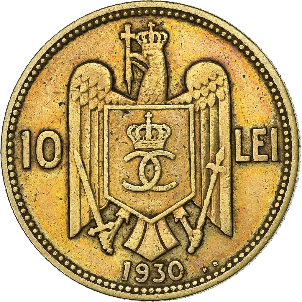 Romania, Carol II, 10 Lei, 1930, Kremnica, Nickel brass, VF(30-35), KM:49