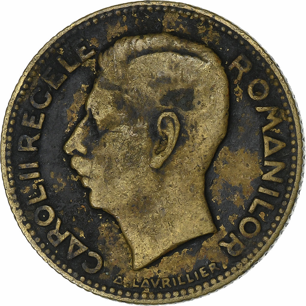 Romania, Carol II, 10 Lei, 1930, MDP, Nickel brass, MB, KM:49