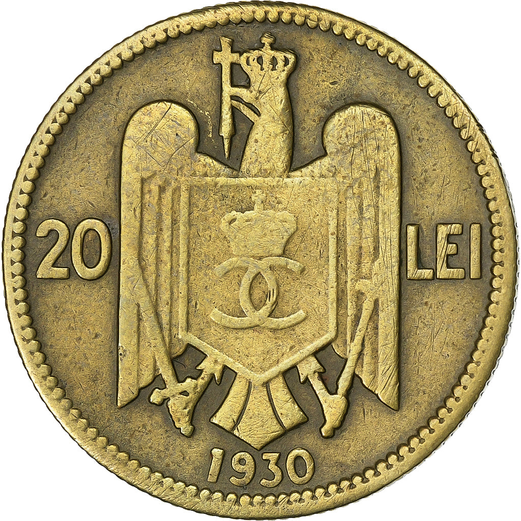 Rumanía, Carol II, 20 Lei, 1930, London, Nickel brass, BC+, KM:51