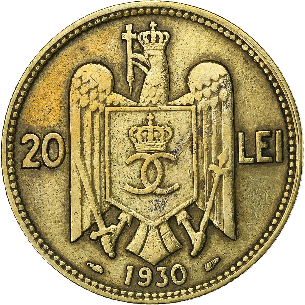 Romania, Carol II, 20 Lei, 1930, MDP, Nickel brass, MB+, KM:51