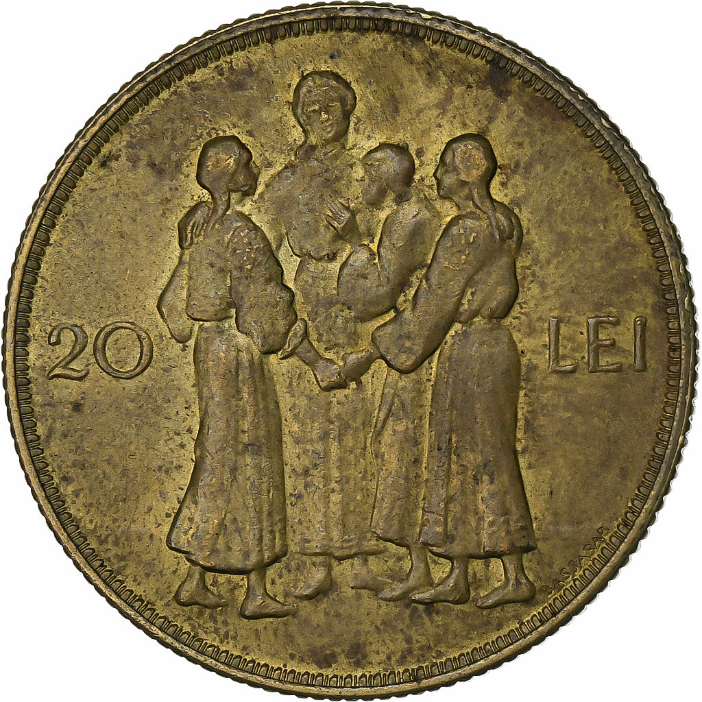 Romania, Mihai I, 20 Lei, 1930, London, Nickel brass, VF(30-35), KM:50