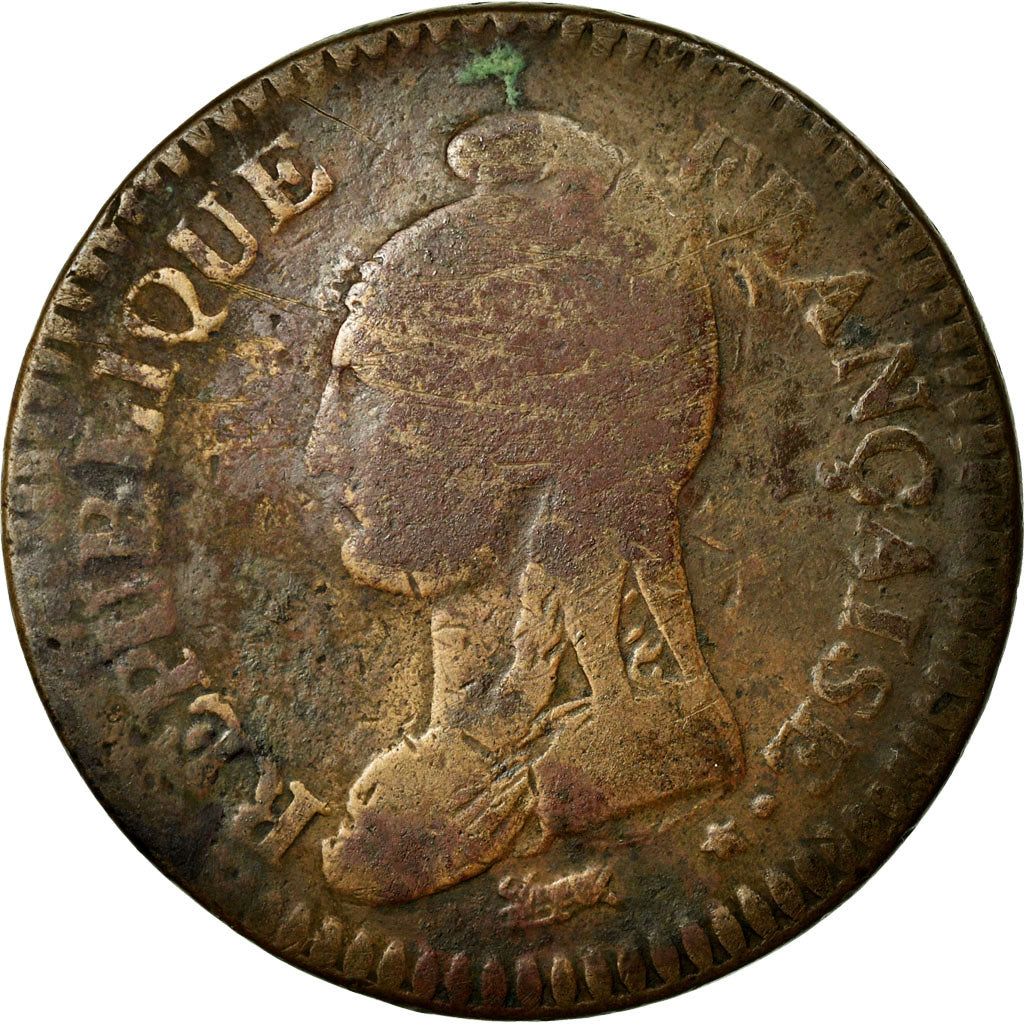 Munten, Frankrijk, Dupré, Decime, 1796, Lille, ZG+, Bronze, KM:644.11