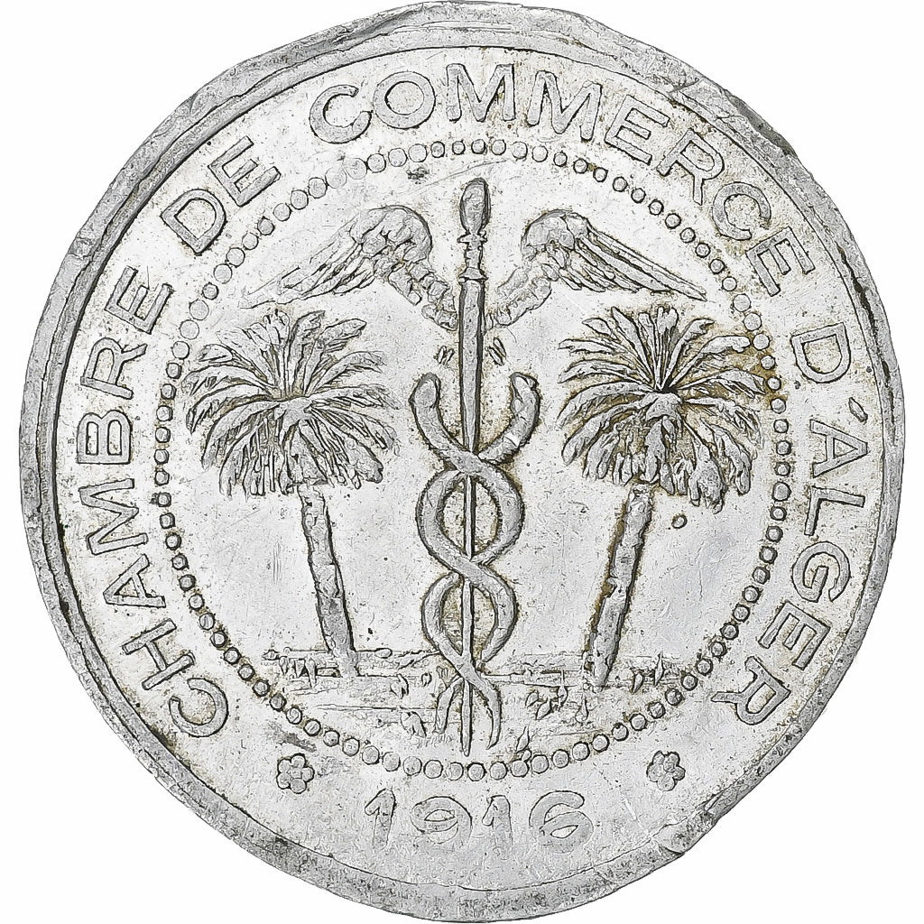 Francia, Chambre de Commerce d'Alger, 5 Centimes, 1916, MBC, Aluminio