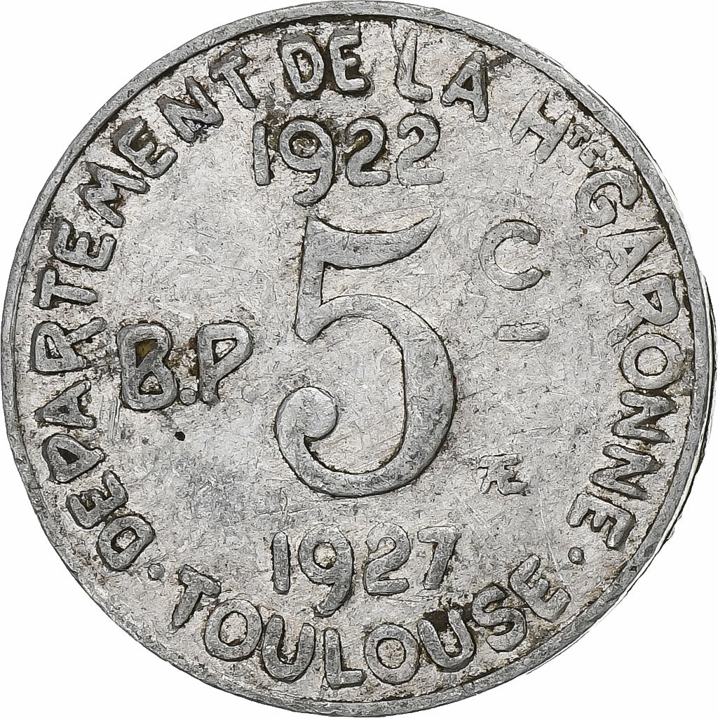 Frankreich, Toulouse, 5 Centimes, 1922, SS, Aluminium