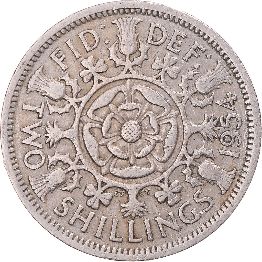 Münze, Großbritannien, Florin, Two Shillings, 1954