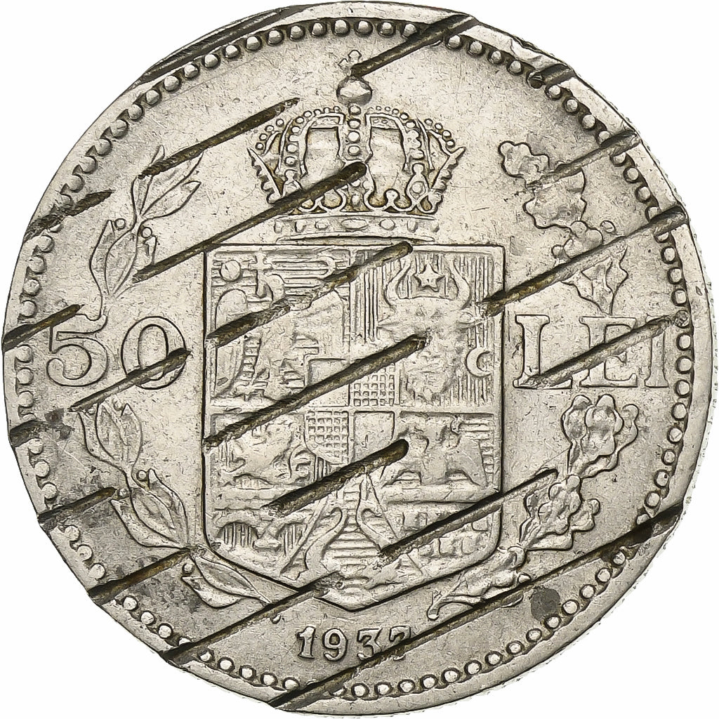 Roménia, Carol I, 50 Lei, 1937, Bucarest, Prata, EF(40-45), KM:55