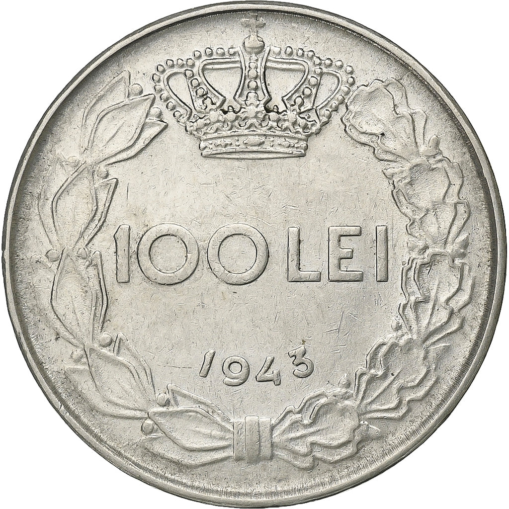 Romania, Mihai I, 100 Lei, 1943, Bucarest, Nickel plated steel, AU(55-58), KM:64
