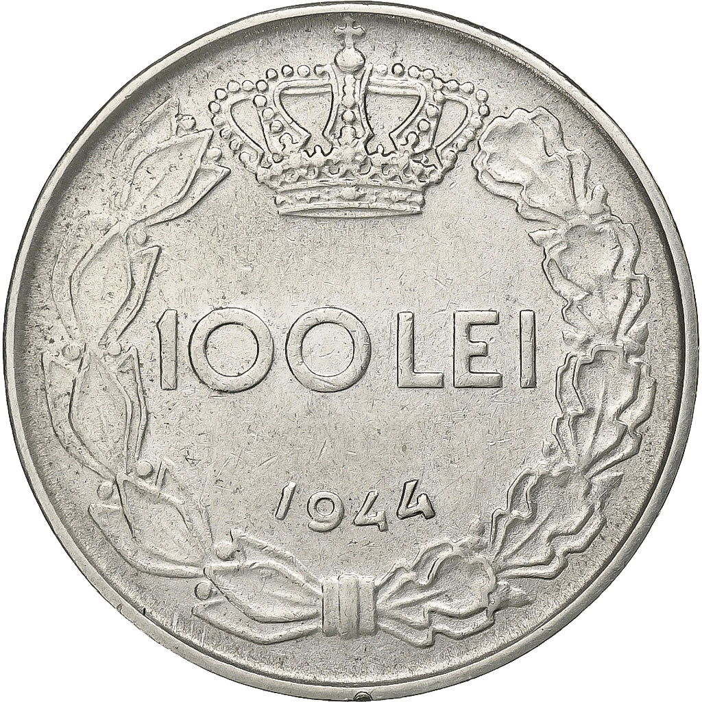 Rumanía, Mihai I, 100 Lei, 1944, Bucarest, Níquel chapado en acero, EBC, KM:64