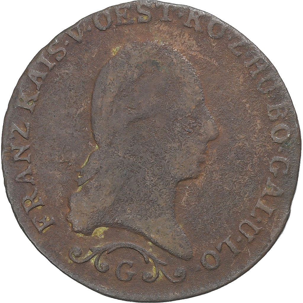 Austria, Franz I, 1 Kreuzer, 1812, Baia mare, Rame, MB, KM:2112