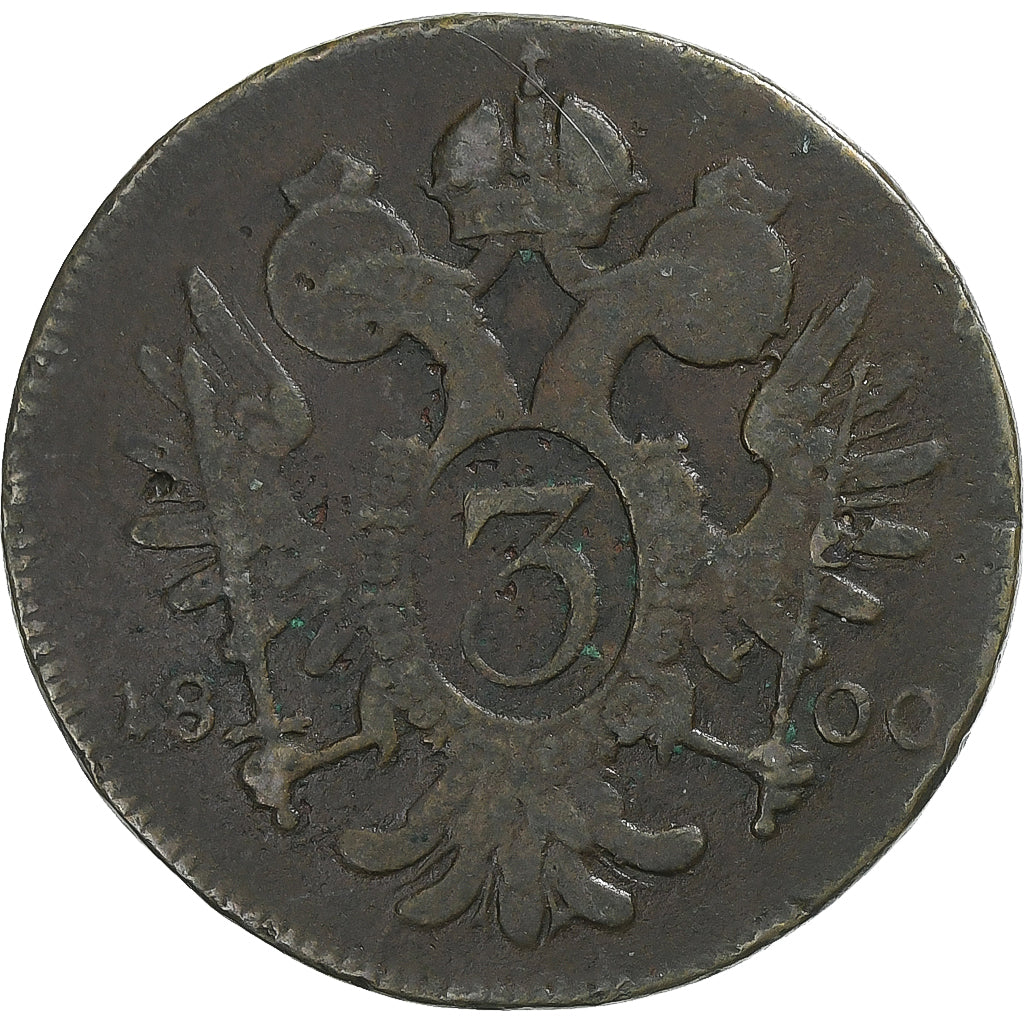 Austria, Franz II, 3 Kreuzer, 1800, Alba Iulia, Rame, MB, KM:2115.3
