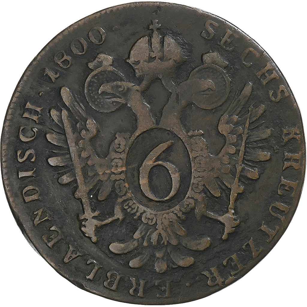 Austria, Franz II, 6 Kreuzer, 1800, Alba Iulia, Copper, VF(20-25), KM:2128