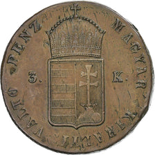 Ungarn, 3 Kreuzer, 1849, Baia mare, Kupfer, SS, KM:434
