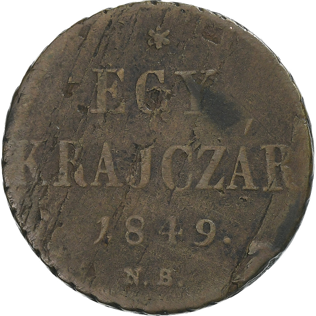 Hungary, 1 Kreuzer, 1849, Baia mare, Copper, F(12-15), KM:430