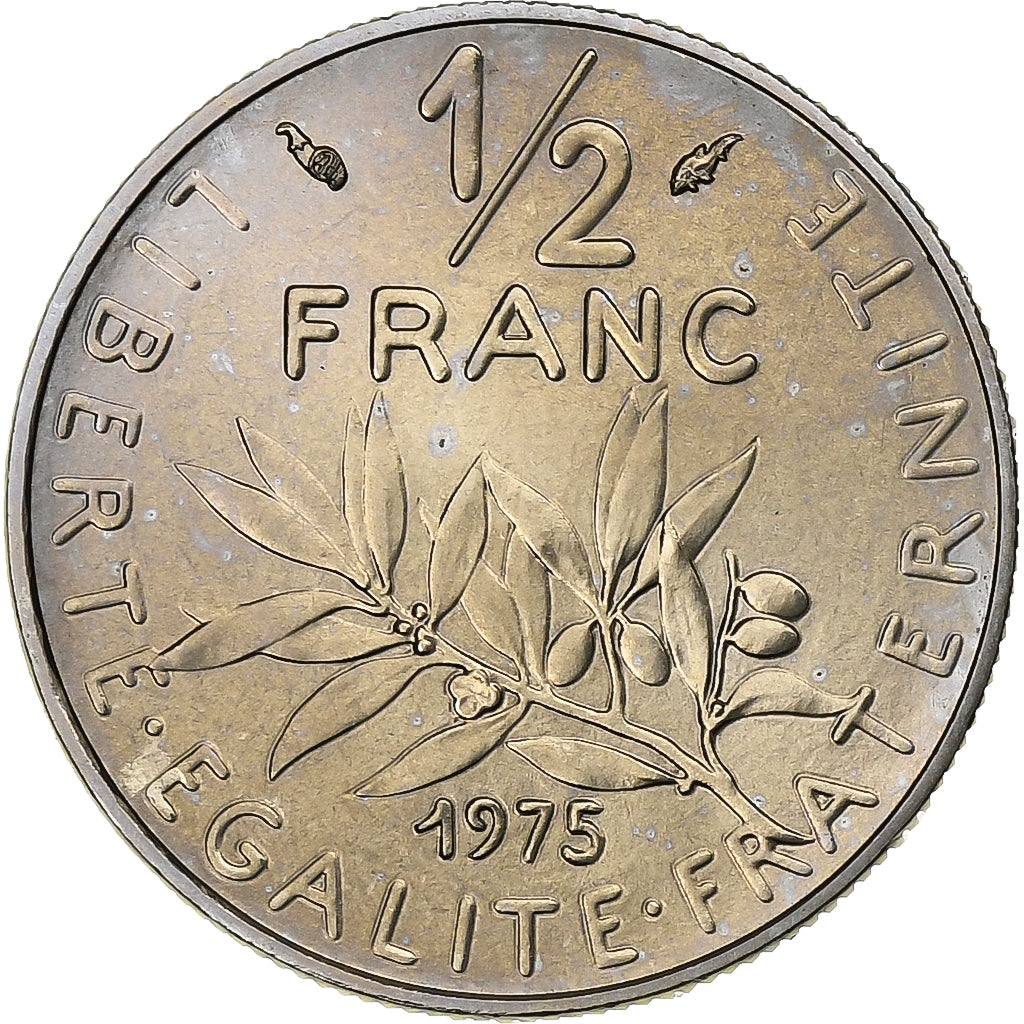 France, 1/2 Franc, Semeuse, 1975, MDP, série FDC, Nickel, MS(65-70)