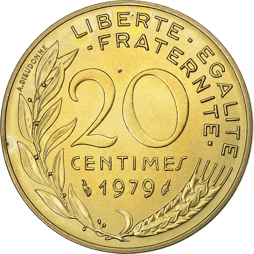 Francia, 20 Centimes, Marianne, 1979, MDP, série FDC, Rame-alluminio, FDC
