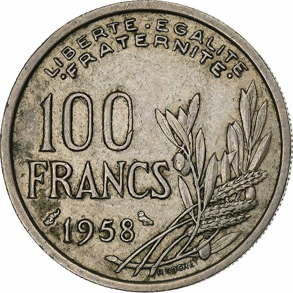 Francia, 100 Francs, Cochet, 1958, MDP, Chouette, Rame-nichel, BB, Gadoury:897