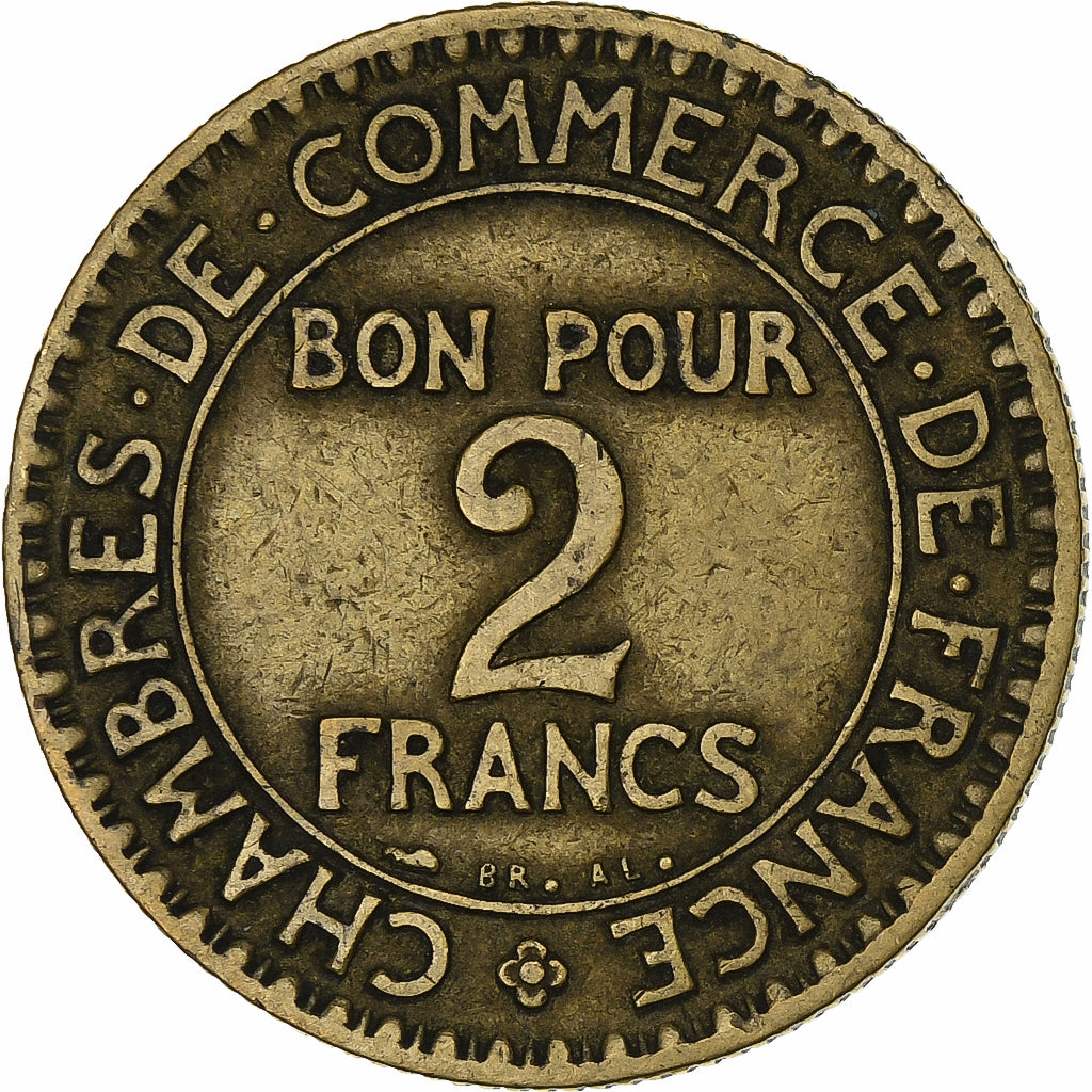 France, 2 Francs, Chambre de commerce, 1927, Paris, Aluminum-Bronze, VF(20-25)