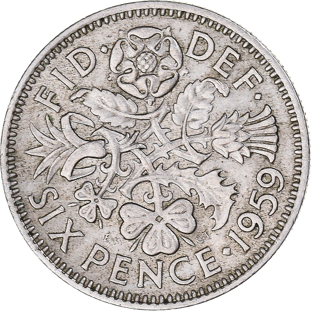 Monnaie, Grande-Bretagne, 6 Pence, 1959