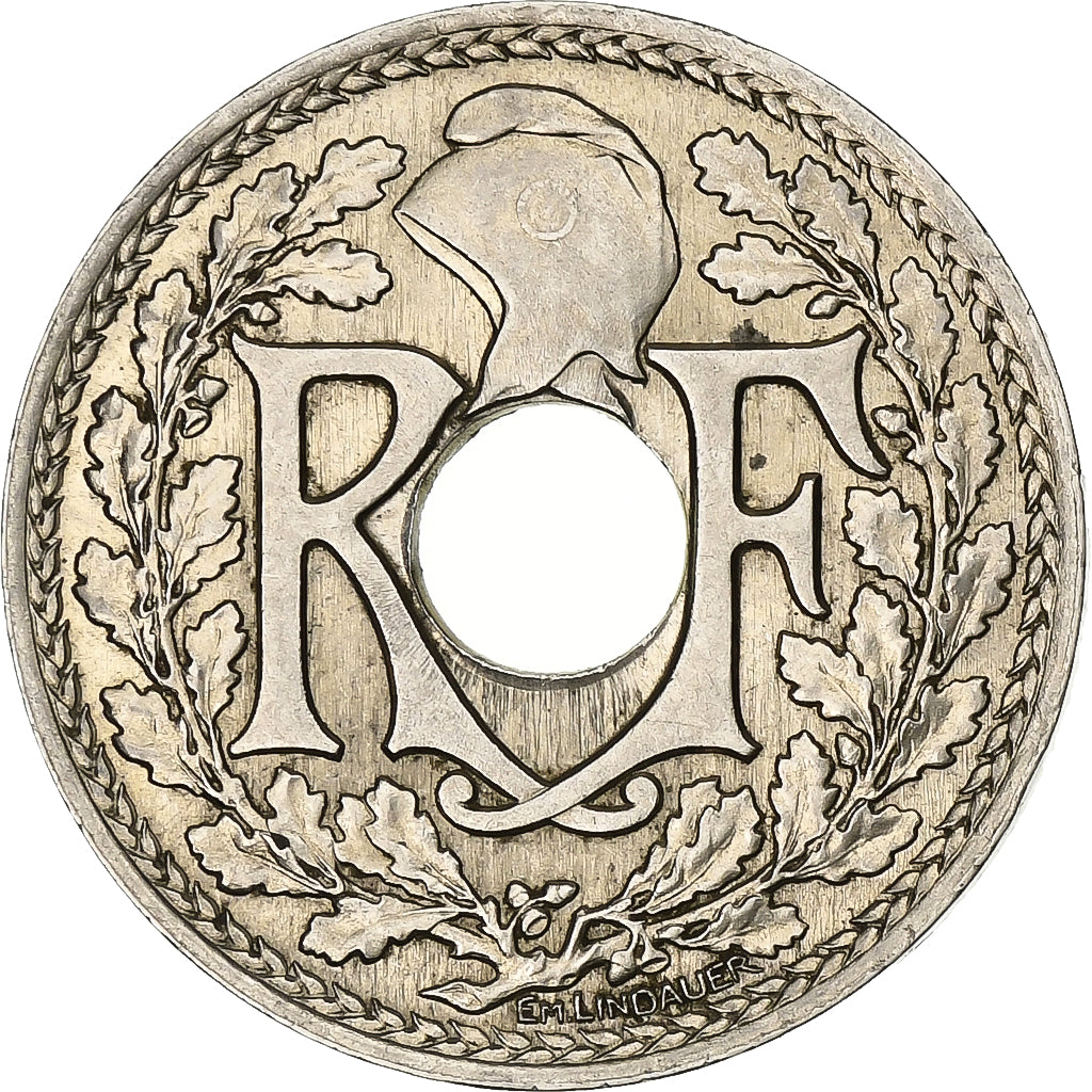 Francja, 25 Centimes, Lindauer, 1917, Paris, Souligné, Nikiel, MS(63)