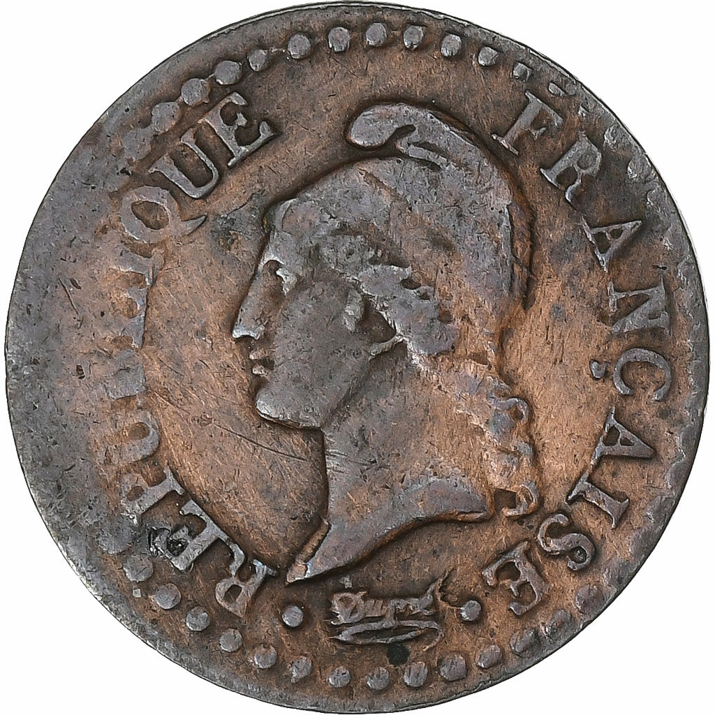 Francja, 1 Centime, Dupré, AN 6, Paris, Miedź, VF(30-35)