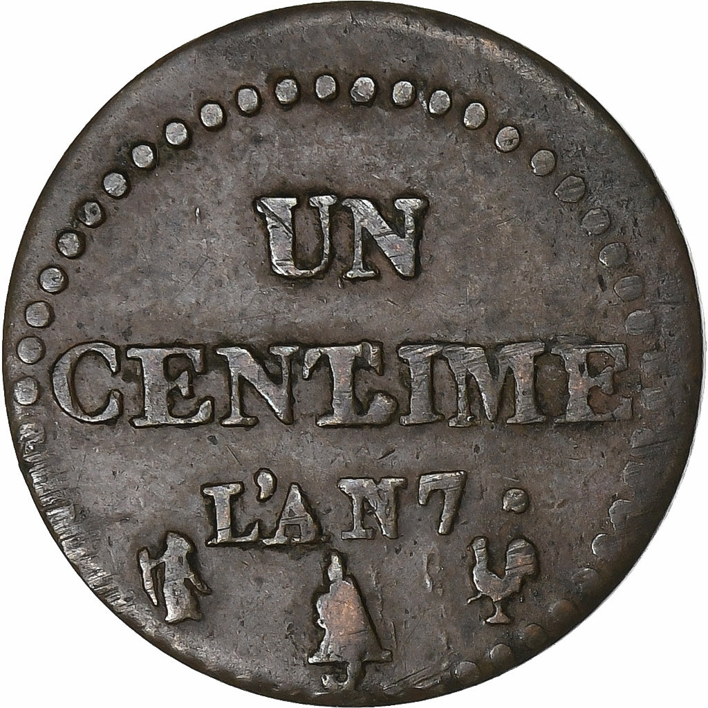 Francia, 1 Centime, Dupré, AN 7, Paris, Rame, MB